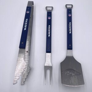 Baltimore Ravens NFL BBQ Grill Set Sportula 3 Piece Stainless Steel Tailgate Kit